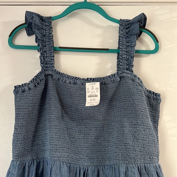 NWT J. Crew Factory Chambray Smocked Mini Dress - Picture 3 of 8